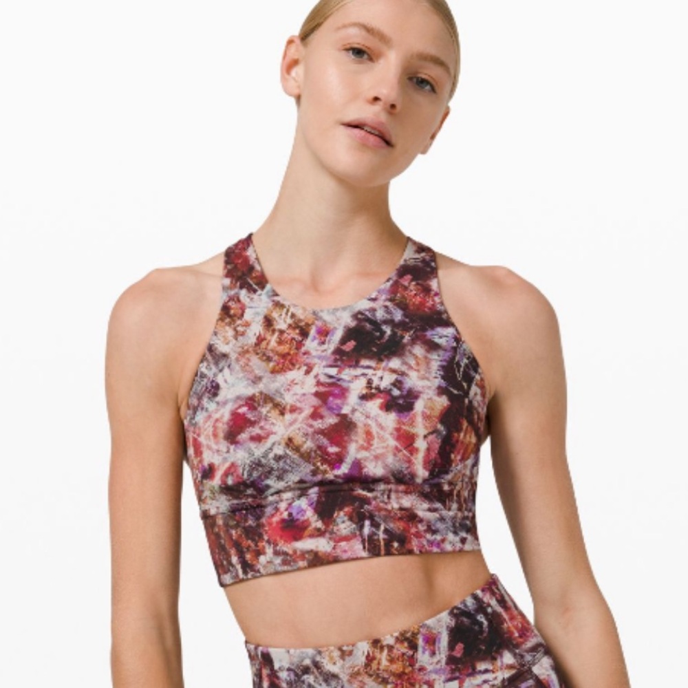 Lululemon Women's Multicolor Wunder Train Longline Sports Bra Medium Support C/D